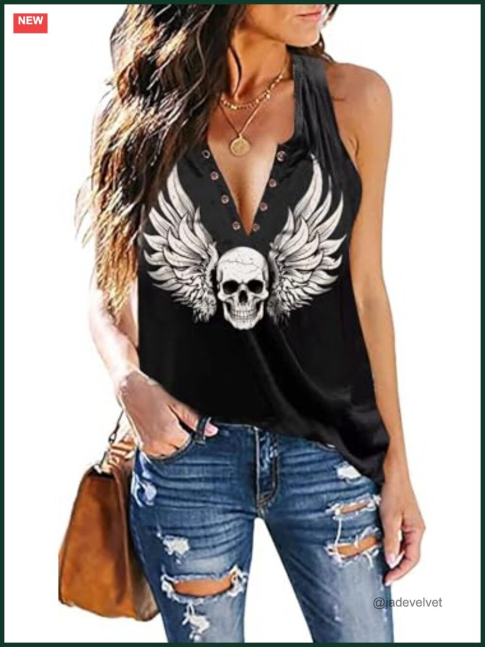 Skull Print V Neck Sleeveless Tank Top Women's Summer Workout